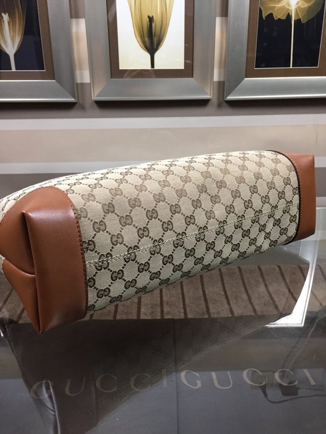 Gucci包包 308928 古馳GUCCI中性黑色雙G圖案帆布手提購物袋  gqy2915